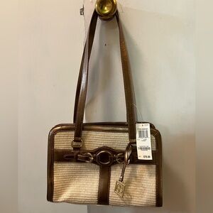 Gianni Bernini bronze and straw organizer purse